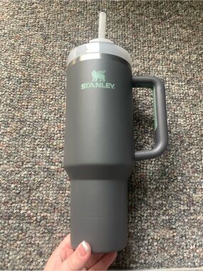 Stanley 40oz Charcoal Tumbler with Mint Logo and Handle